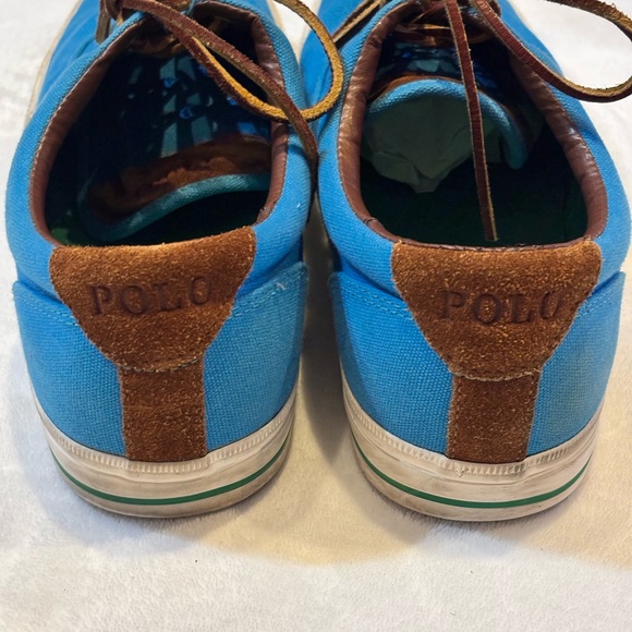 Polo Ralph Lauren Vaughn Canvas Low-Top Sneakers (Blue/Brown/Green) Size 12 - Picture 3 of 12